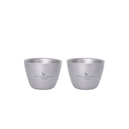 Boundless Voyage 40ml Titanium Tea Cups Mini Double-walled Sake Cup Wine Mug Outdoor Camping Tableware Durable Drinkware Ti3089D