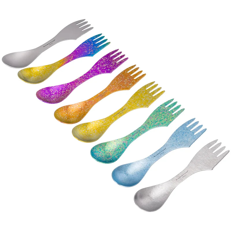 Boundless Voyage Titanium Spork Portable Camping Spoon Fork Knife Ultralight 3 in 1 Utensil Ti1064T