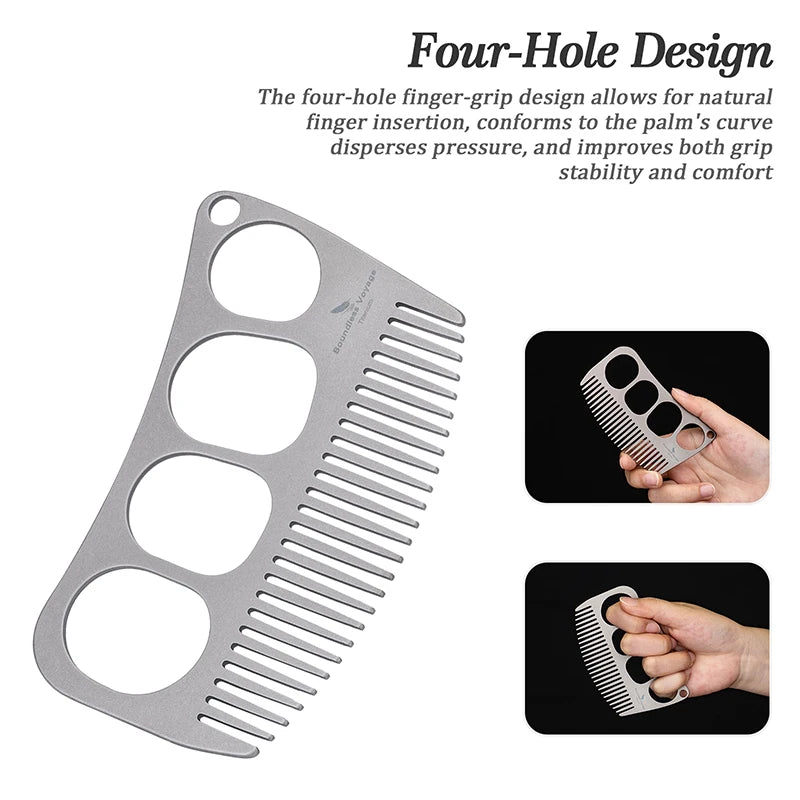 Boundless Voyage Titanium Comb – Four-Hole Design, Anti-Static, 3 Finishes Ti9011C