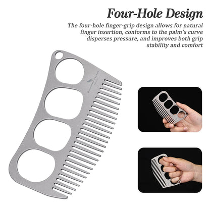 Boundless Voyage Titanium Comb – Four-Hole Design, Anti-Static, 3 Finishes Ti9011C