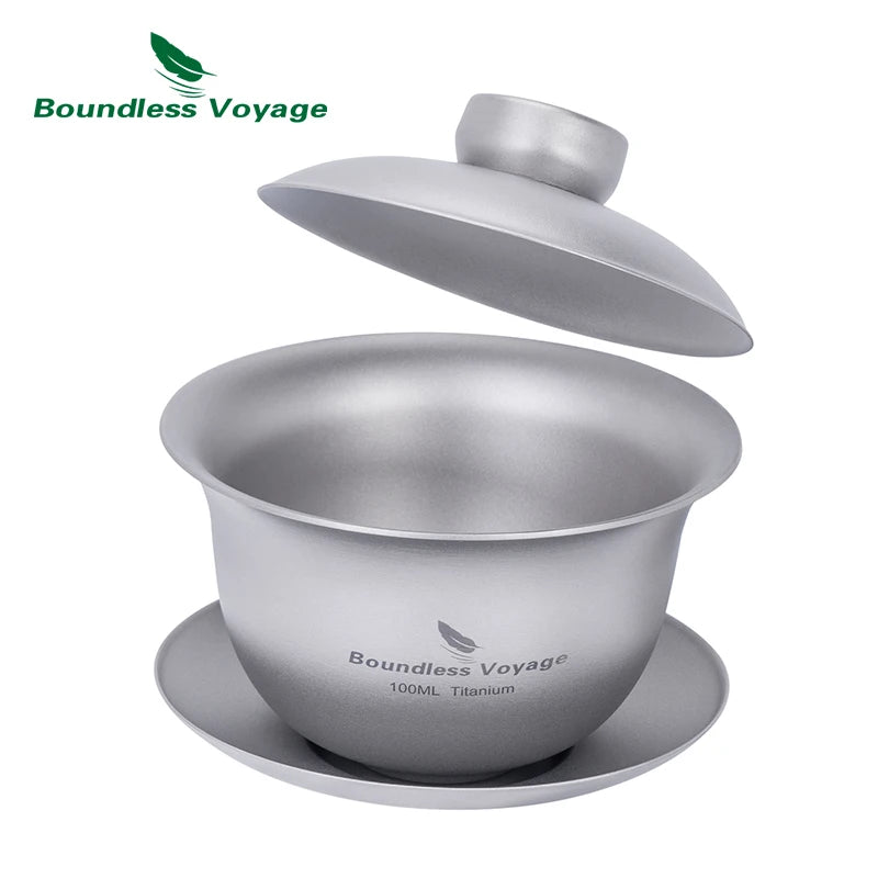Boundless Voyage 100ml Titanium Gaiwan Traditional Chinese Kung Fu Tea Set with Lid Heat-Resistant Double-Walled Tea Bowl