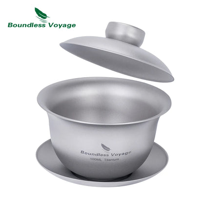 Boundless Voyage 100ml Titanium Gaiwan Traditional Chinese Kung Fu Tea Set with Lid Heat-Resistant Double-Walled Tea Bowl