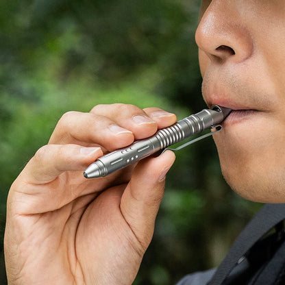 Boundless Voyage 3-in-1 Titanium Multifunctional Whistle Pen 120dB Outdoor Car Window Breaker Survival Tool Ti9025O