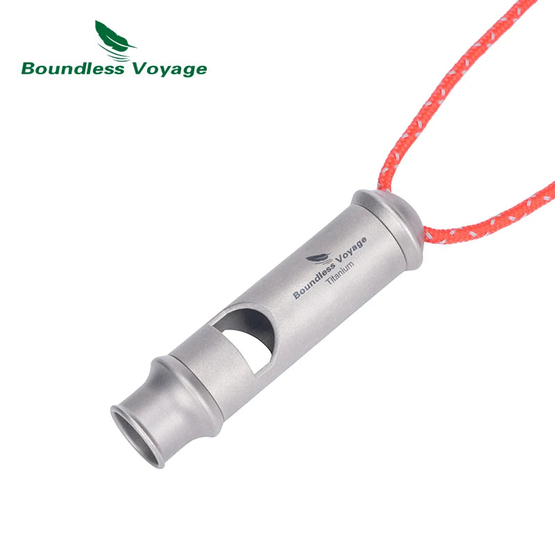 Boundless Voyage Titanium Emergency Whistle 120dB Survival Safety Gear Camping Signal Whistle with Lanyard Loud Ti9019O