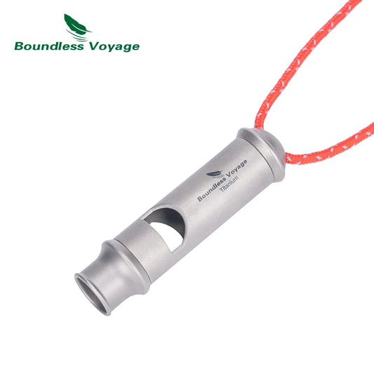 Boundless Voyage Titanium Emergency Whistle 120dB Survival Safety Gear Camping Signal Whistle with Lanyard Loud Ti9019O