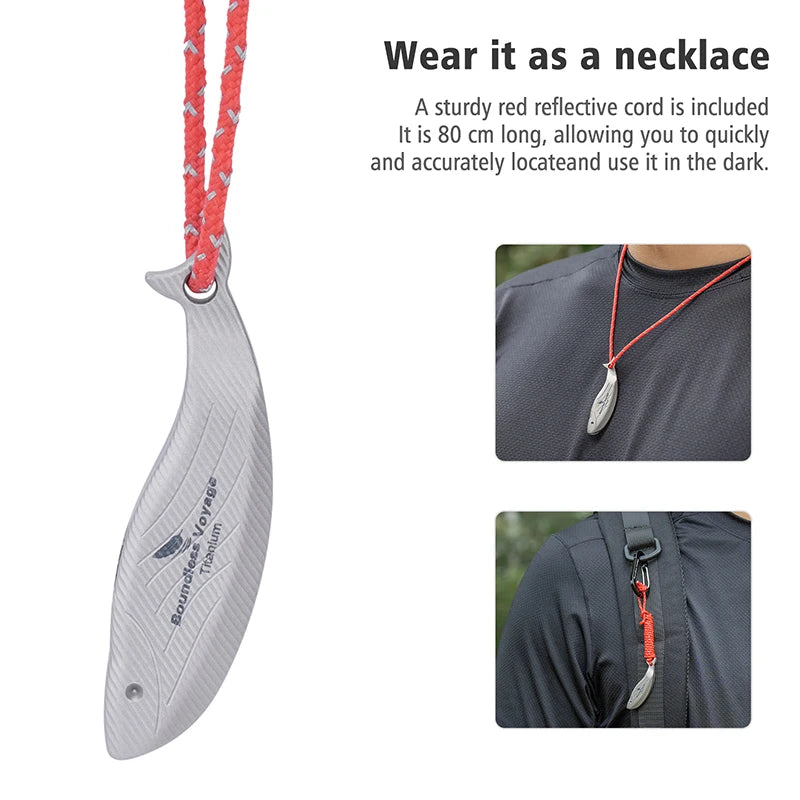 Boundless Voyage 120dB Titanium Survival Whistle Compact Emergency Safety Whistle Ultralight Whistles for Outdoor Hiking Camping Ti9028O