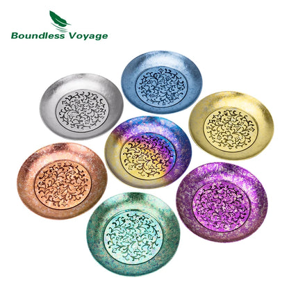 Boundless Voyage Titanium Cup Saucer, Detachable Drainage Coaster, Lightweight Tea Coffee Tray 13cm Plate for Camping Hiking Ti3201D