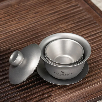 Boundless Voyage 100ml Titanium Gaiwan Traditional Chinese Kung Fu Tea Set with Lid Heat-Resistant Double-Walled Tea Bowl