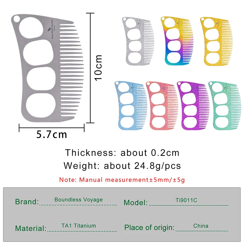 Boundless Voyage Titanium Comb – Four-Hole Design, Anti-Static, 3 Finishes Ti9011C