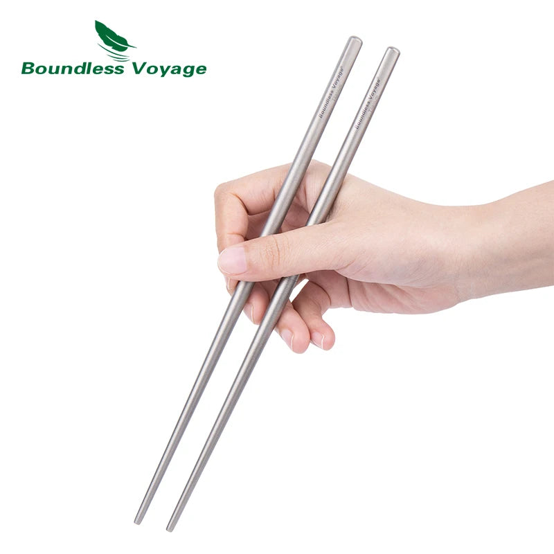 Boundless Voyage Folding Titanium Chopsticks Outdoor Camping Portable Cutlery Travel Picnic Pocket Tableware Metal Utensils Ti1007T