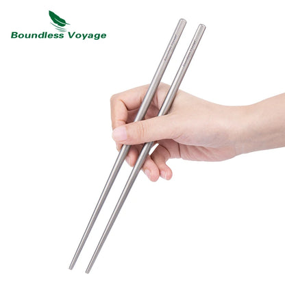 Boundless Voyage Folding Titanium Chopsticks Outdoor Camping Portable Cutlery Travel Picnic Pocket Tableware Metal Utensils Ti1007T