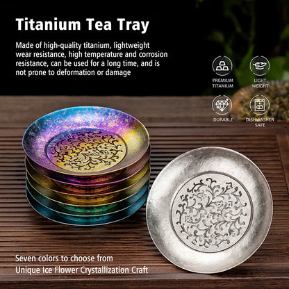 Boundless Voyage Titanium Cup Saucer, Detachable Drainage Coaster, Lightweight Tea Coffee Tray 13cm Plate for Camping Hiking Ti3201D