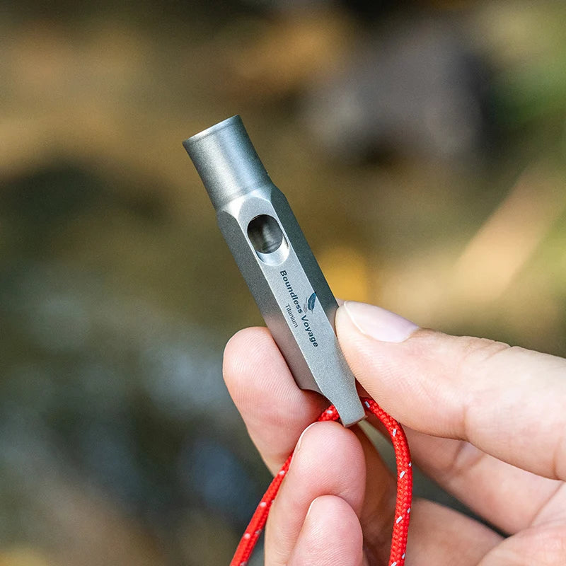 Boundless Voyage 120dB Titanium Whistle Emergency Survival Safety Whistle with Lanyard Loud for Outdoor Camping Coaches Training Ti9015O