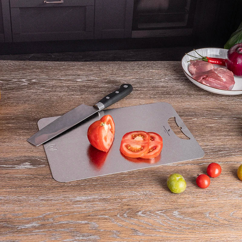 Boundless Voyage Metal Chopping Board Multifunctional Lightweight Cutting Board for Kitchen with Hanging Hole Ti5006P