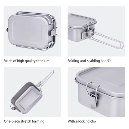 Boundless Voyage Titanium Bento with Lid & Handle Outdoor Camping Dinner Box Portable Cookware Leak Proof Lunch Box Container Ti2083C