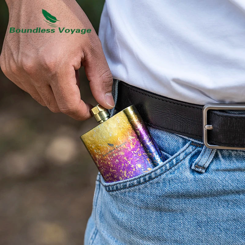 Boundless Voyage Titanium Flask – 100ml, Ergonomic Design, 4 Colors, Leak-Proof Ti3262D