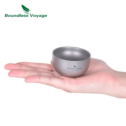 Boundless Voyage Titanium Mini Tea Cup – 40ml, Double-Wall, Sandblasted, 2 Finishes Ti3204D