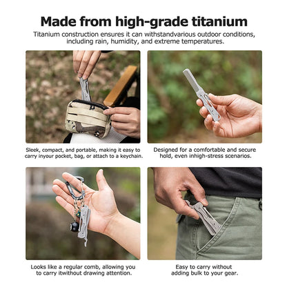 Boundless Voyage Titanium Folding Comb – Dual-Purpose Grooming & Self-Defense Tool Ti9011O