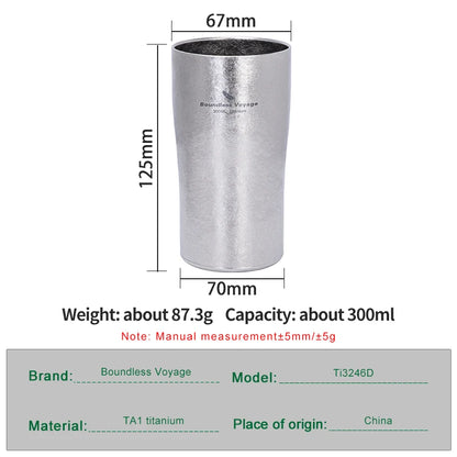 Boundless Voyage 10oz (300ml) Titanium Cup Ultralight Double Wall Insulated Beer Coffee Tea Juicy Mug for Camping Picnic Home Ti3246D