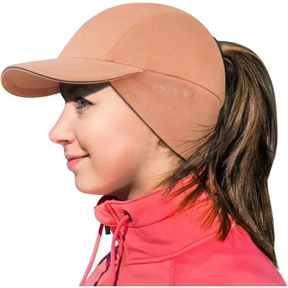 GADIEMKENSD Women's Winter Fleece Ponytail Hat Reflective Baseball Cap with Drop down Ear Warmers Golf Sports Cap M24