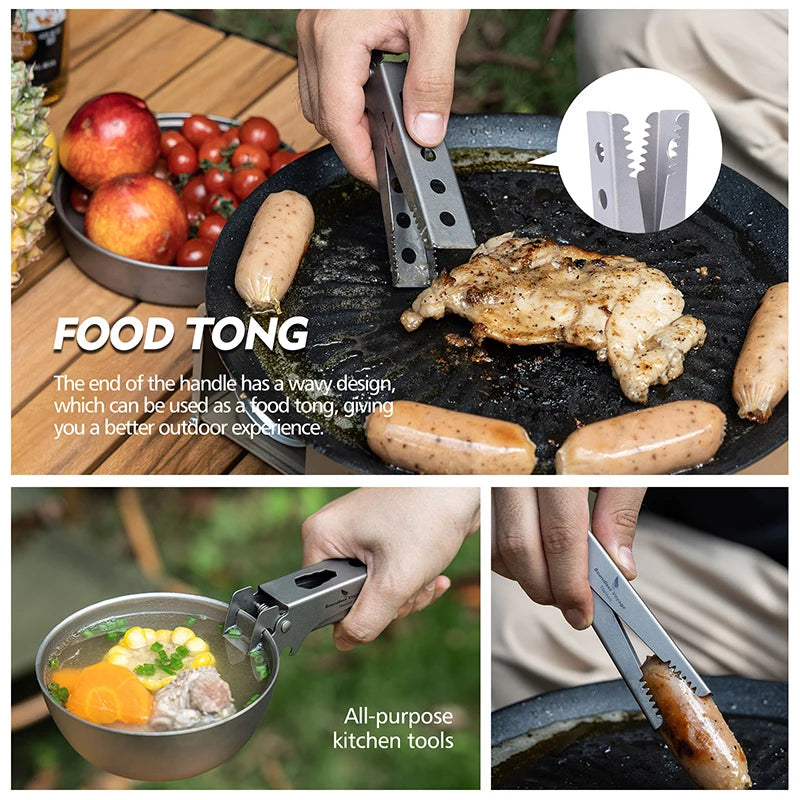 Boundless Voyage Titanium Hot Plate Gripper Anti-Scalding Bowl Dish Clips Non-Slip Tongs Clamp Multifunctional Kitchen Tool Ti1015T