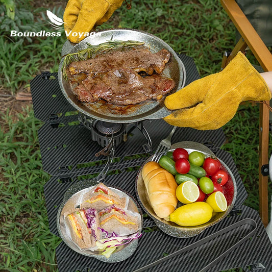 using-titanium-plates-for-camping-bbq-meal