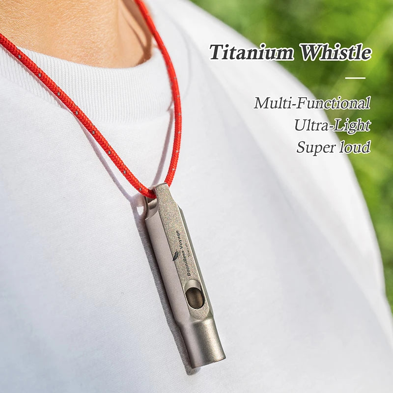 Boundless Voyage 120dB Titanium Whistle Emergency Survival Safety Whistle with Lanyard Loud for Outdoor Camping Coaches Training Ti9015O