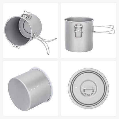 Boundless Voyage Titanium Cook Set – 1.4L Outer Pot + 0.9L Inner Pot, Steamer, Foldable Handles Ti2093C