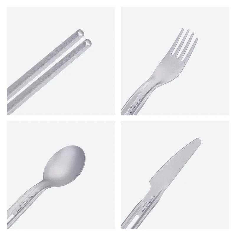Boundless Voyage Titanium Cutlery Set – Spoon, Fork, Knife, Chopsticks – Ultralight Travel Utensils Ti1124T/Ti1125T