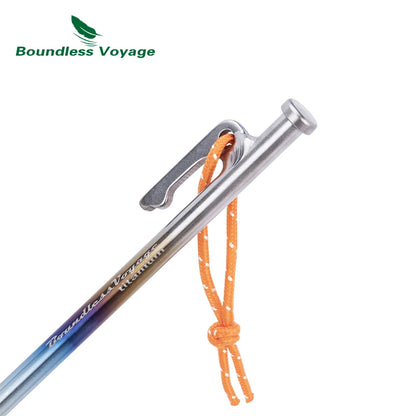 Boundless Voyage Titanium Alloy Tent Pegs Heavy Duty Metal Stakes for Hard Ground Camping Garden Fence & Net Fixing Durable Nail Ti4016P