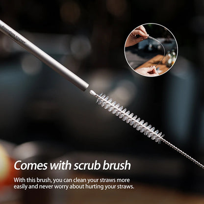 Boundless Voyage Titanium Straw with Cleaning Brush Straight Curved Reusable Drinking Straw Water Flatware for Coffee Tea Yogurt Ti1018T