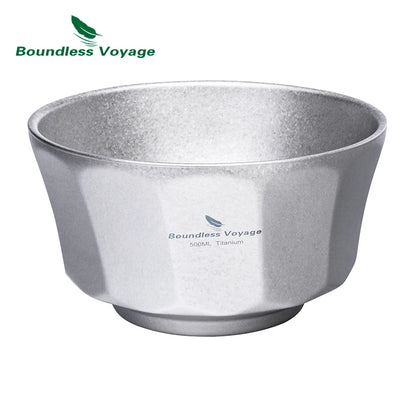 Boundless Voyage 500ml/800ml Double Walled Titanium Bowls Camping Bowl Lightweight Druable Hiking Utensil for Outdoor Dining Ti1174T