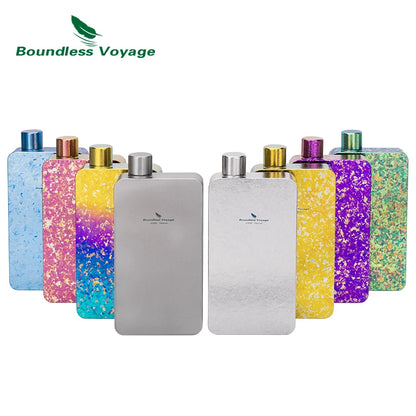 Boundless Voyage 400ml Titanium Flask Leakproof Metal Liquor Wine Bottle Ultralight for Camping & Travel Gift for Men Ti3267D