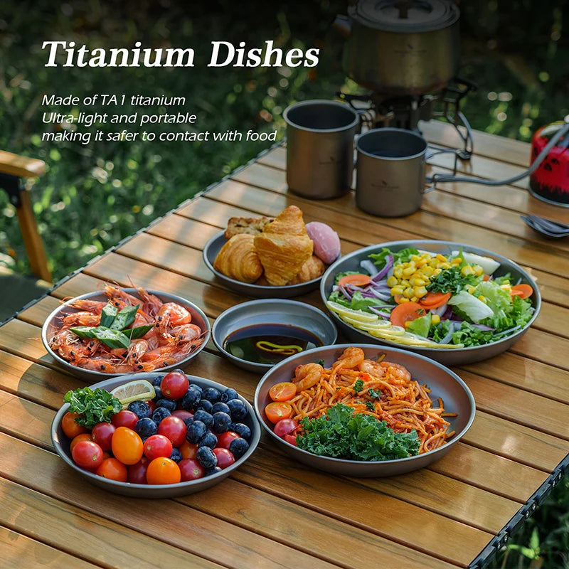 Boundless Voyage Titanium Plates Camping Shallow Side Dishes Outdoor Home Food Serving Dinnerware Portable Travel Tableware