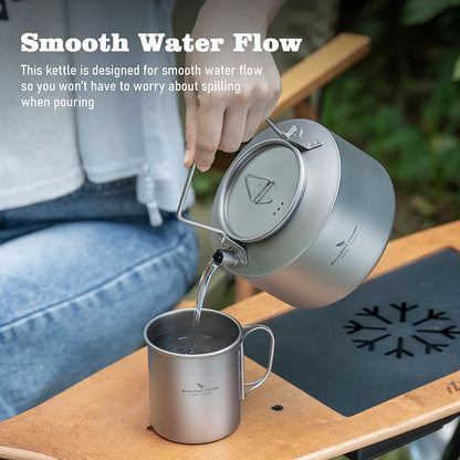 Boundless Voyage 1L Titanium Kettle Ultralight Camping Tea Coffee Pot for Campfire & Stove Backpacking Hiking Outdoor Travel Ti3099D