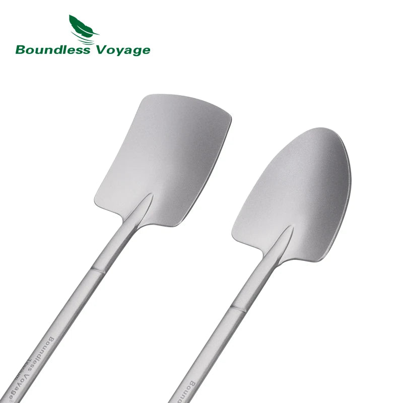Boundless Voyage Titanium Shovel Spoon – Pointed & Square Styles, Ultralight, Ergonomic Ti1131T