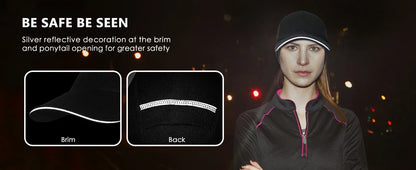 GADIEMKENSD Women's Winter Fleece Ponytail Hat Reflective Baseball Cap with Drop down Ear Warmers Golf Sports Cap M24