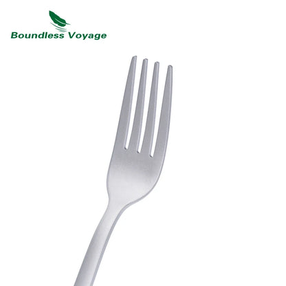 Boundless Voyage Camping Titanium Cutlery Set Long Handle Spoon Fork Knife Chopsticks Uncoated Outdoor Travel Metal Tableware Ti1055T