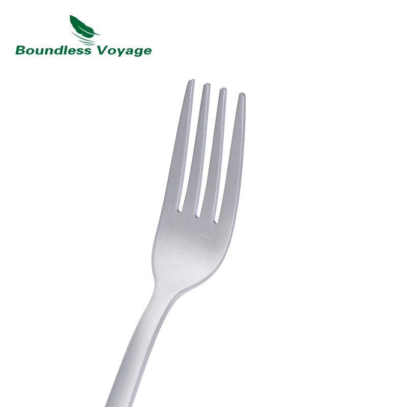Boundless Voyage Camping Titanium Cutlery Set Long Handle Spoon Fork Knife Chopsticks Uncoated Outdoor Travel Metal Tableware Ti1055T