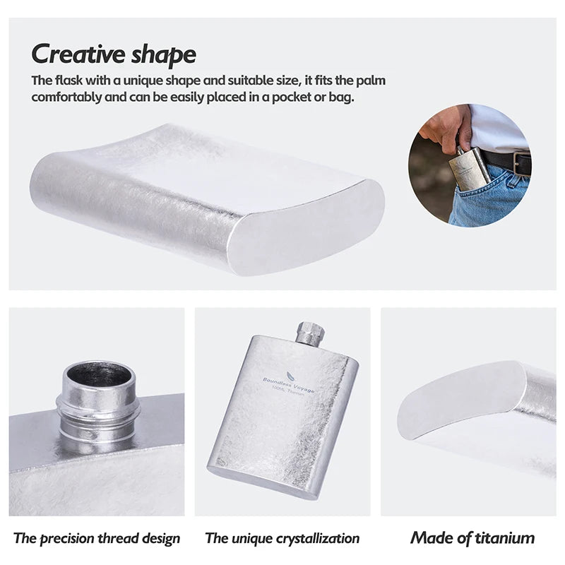 Boundless Voyage Titanium Flask – 100ml, Ergonomic Design, 4 Colors, Leak-Proof Ti3262D