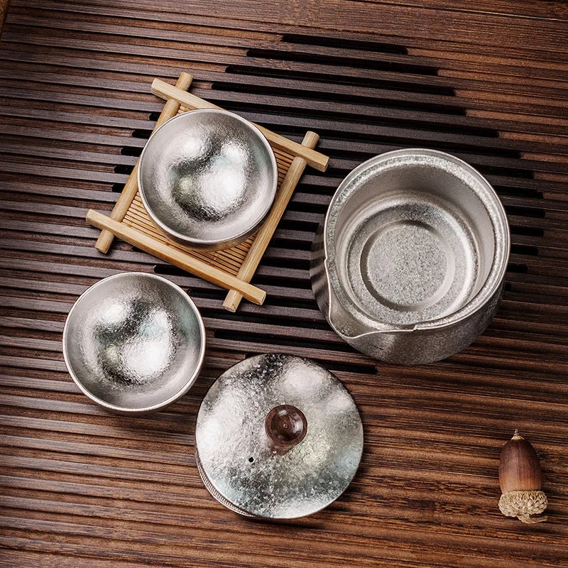 Titanium Double-Layer Tea Maker Indoor Outdoor Tea Bowl Cups Set