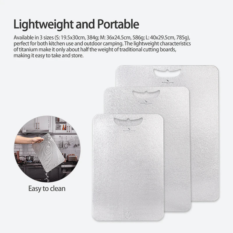 Boundless Voyage Metal Chopping Board Multifunctional Lightweight Cutting Board for Kitchen with Hanging Hole Ti5006P