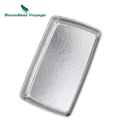 Boundless Voyage Titanium Square Plate Lightweight 186g Large Serving Dishes Platter for Buffets, Appetizers, Dessert, Snacks Ti1149T