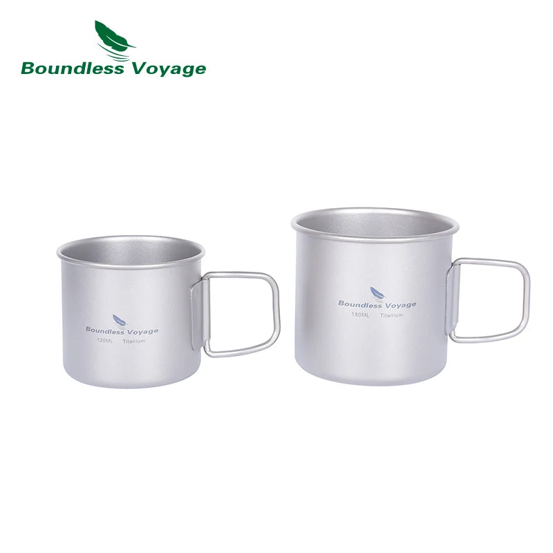 Boundless Voyage Titanium Mini Coffee Cup Espresso Cup Ultralight 120ml & 180ml Tea Cup Wine Mug Outdoor Camping Drinkware Ti3053D