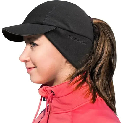 GADIEMKENSD Women's Winter Fleece Ponytail Hat Reflective Baseball Cap with Drop down Ear Warmers Golf Sports Cap M24
