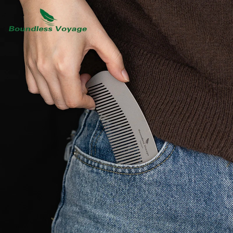 Boundless Voyage Titanium Hair Beard Comb Anti-Static Pocket Comb for Unisex, 2mm Thick, for Home Travel Ti9011B