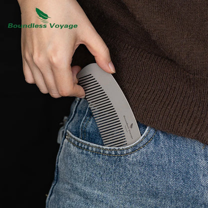 Boundless Voyage Titanium Hair Beard Comb Anti-Static Pocket Comb for Unisex, 2mm Thick, for Home Travel Ti9011B