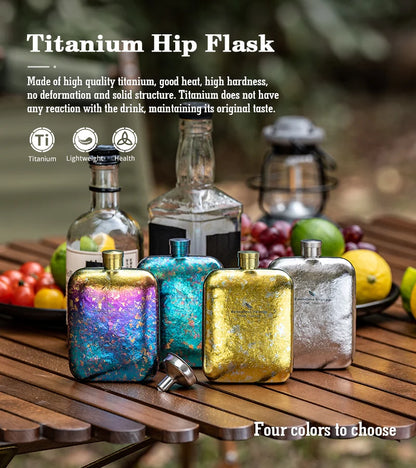 Boundless Voyage 170ml Titanium Hip Flask Liquor Flask Outdoor Travel Camping Ultralight Leakproof Pocket Wine Bottle for Whiskey Vodka Rum Ti3263D