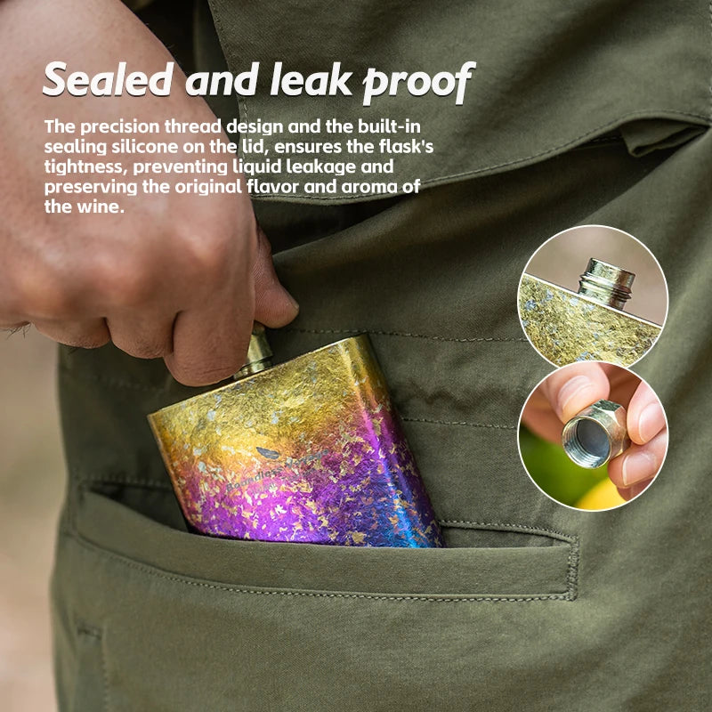 Boundless Voyage Titanium Flask – 100ml, Ergonomic Design, 4 Colors, Leak-Proof Ti3262D