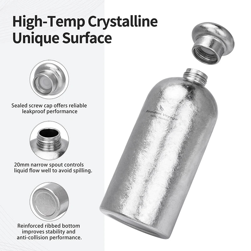 Boundless Voyage 500ml Titanium Flask Leakproof Narrow Mouth Portable Liquor Wine Bottle for Travel Camping Hiking, Non-coating Ti3268A